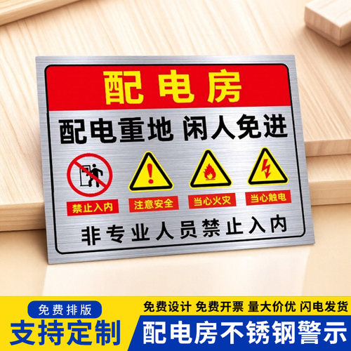 配电房安全标识牌不锈钢配电重地