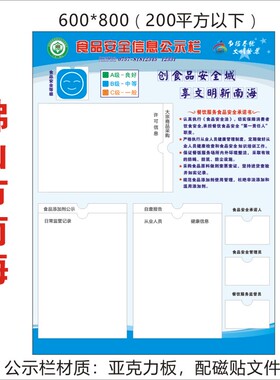 广东佛山餐饮食品安全监督信息公示栏营业执照框三合一挂墙南海桂城禅城石湾顺德张槎食品公告牌安全制度牌