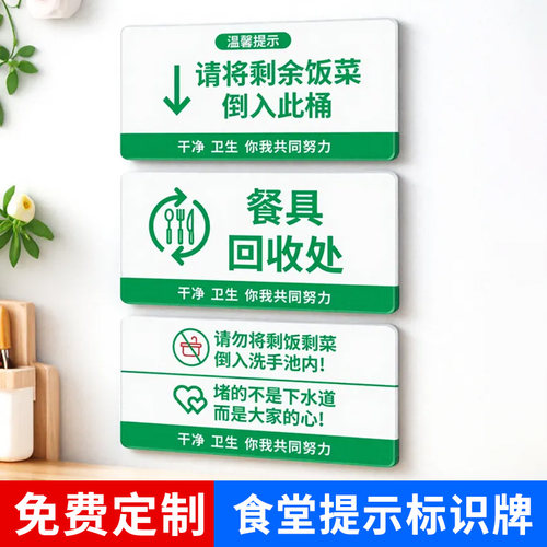学校社区食堂托盘餐具回收处标识
