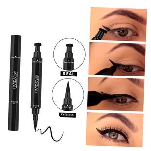 2 End Liquid Eyeliner Stamp Pencil Black Eye Liner Pen 眼线