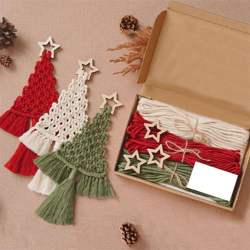 3PCS/Set DIEKKY Macrame Woven Christmas Tree Kit Christmas C