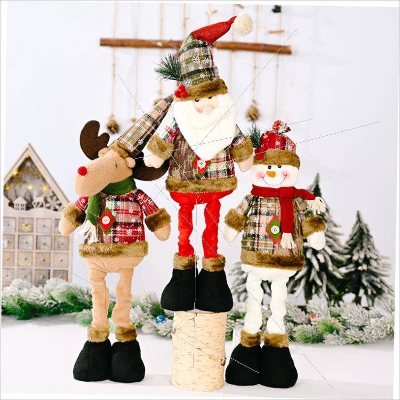 Christmas snowflake gingham retractable figure decoration