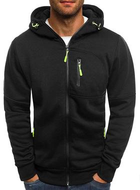 Men's sports and leisure sweater cardigan hooded jacket