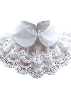 Black and white lace cloak shirt fake collar蕾丝斗篷假领子女