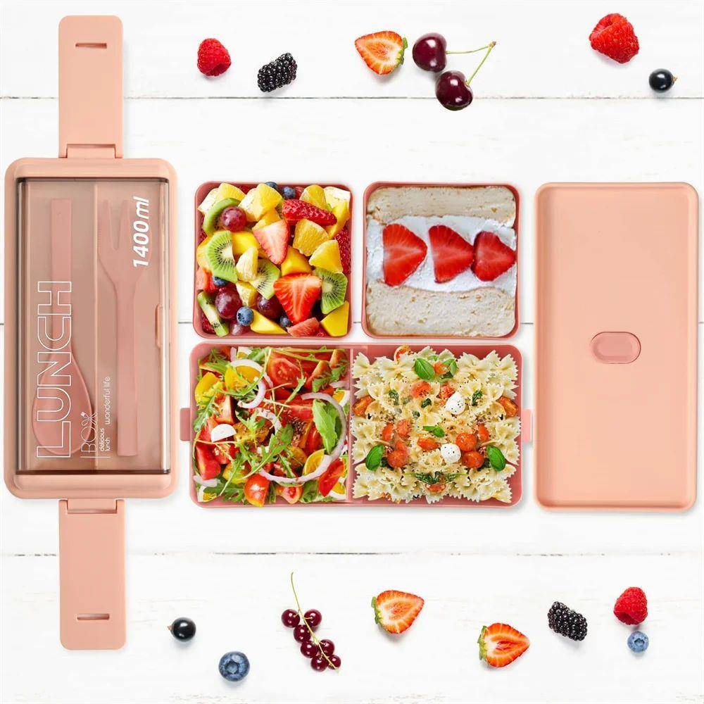 Double Layer Portable Lunch Box For Kids With Fork and Spoon