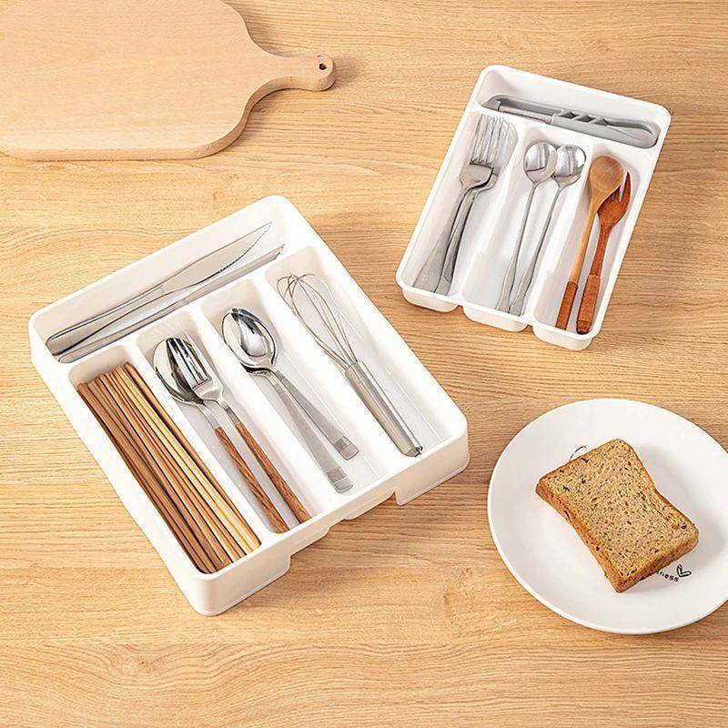 4/5 Compartments Cutlery Organizer Daily Drawer Divider Tray