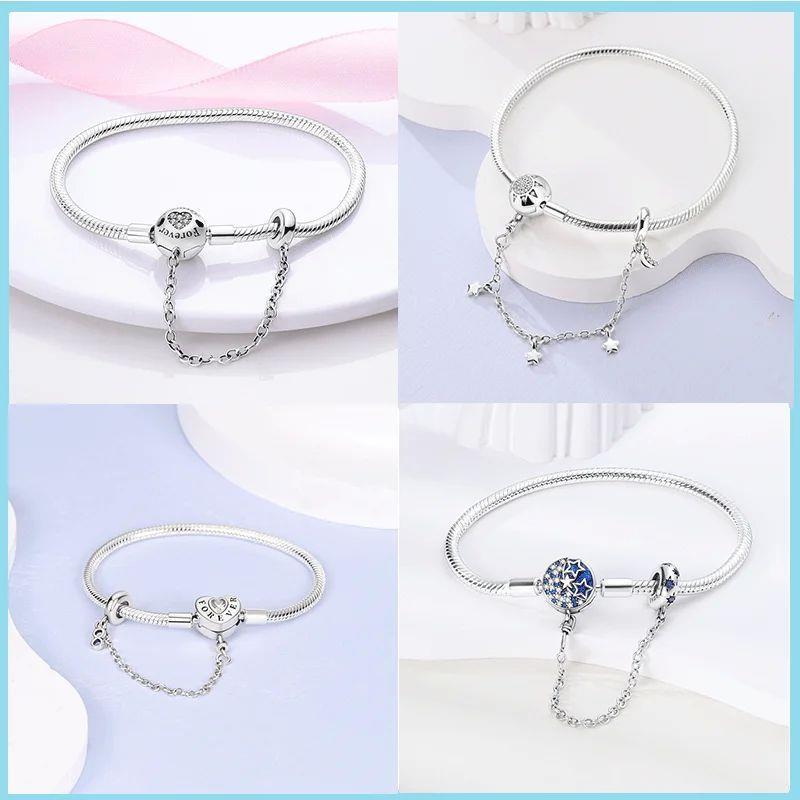 Sterling Silver Bracelet Fit Charms Butterfly Stars Moon Saf