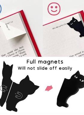 6pcs Black Cat Bookmark for Books Cute Cartoon Magnetic Page