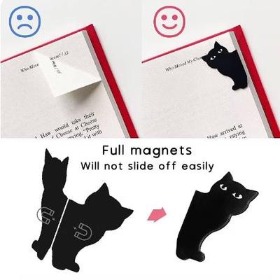 6pcs Black Cat Bookmark for Books Cute Cartoon Magnetic Page