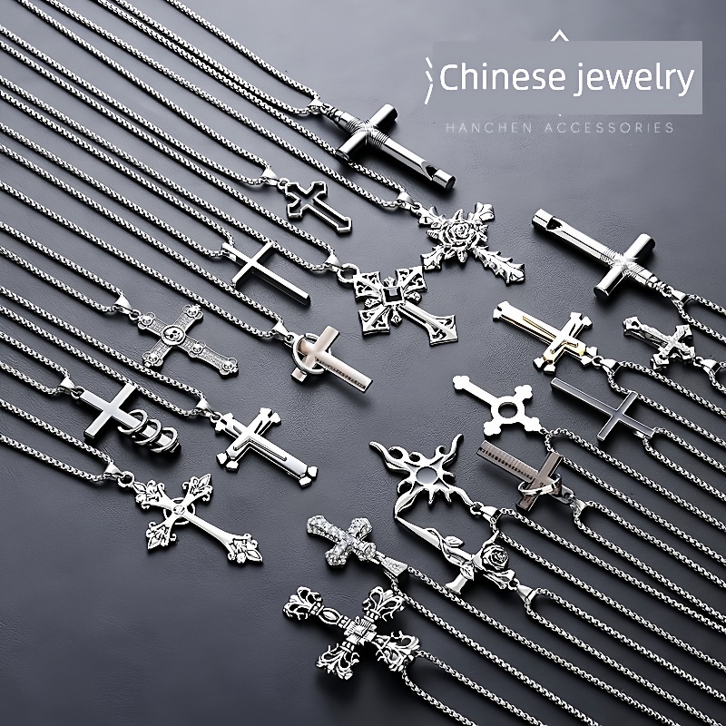 Necklace Mens long cross sweater chain accessories项链男