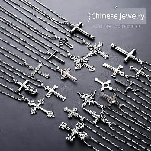 Necklace Mens long cross sweater chain accessories项链男