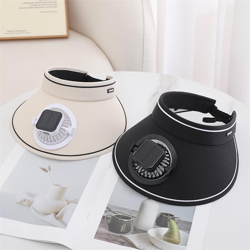 Solar charging fan overhead hat sunshade and sun protection