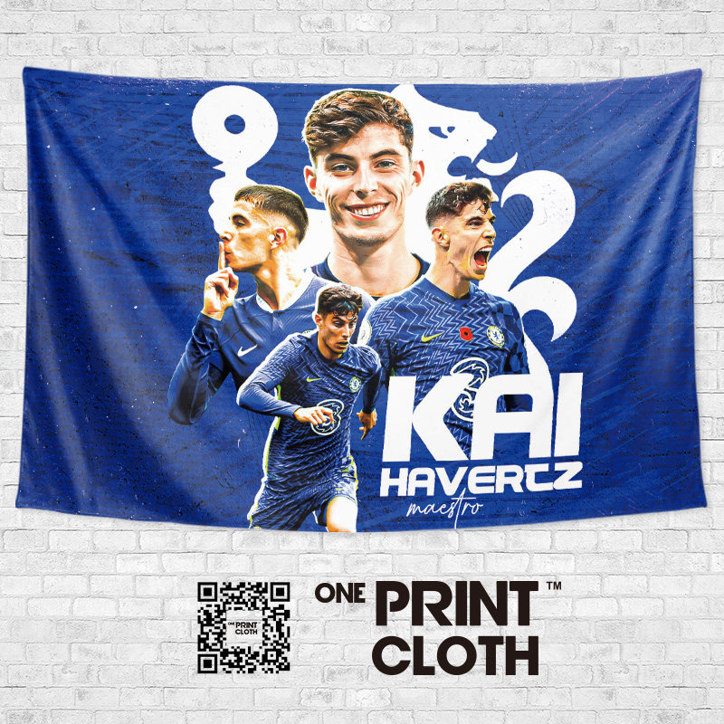 切尔西凯哈弗茨足球球星写真球馆墙壁装饰海报周边背景布挂布挂毯