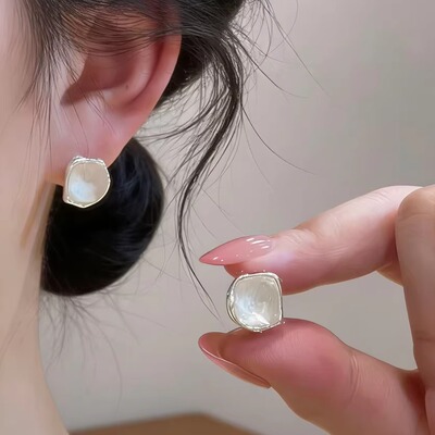小众气质不规则珠珠拼接耳扣耳环