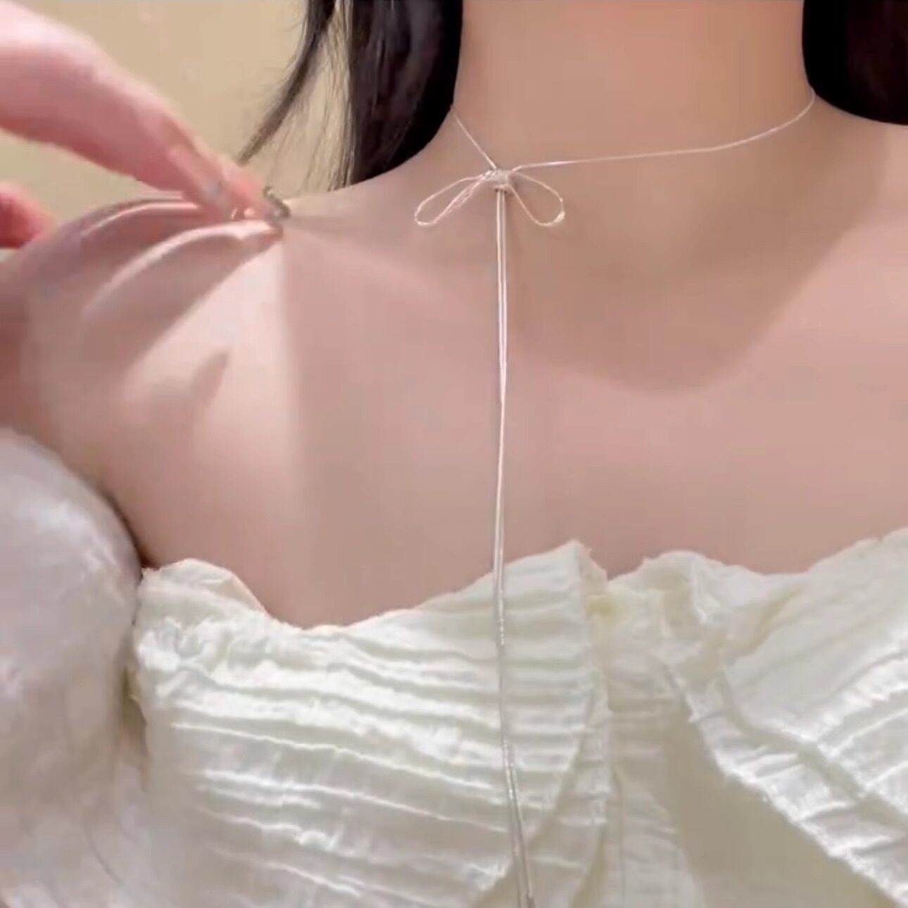 蝴蝶结流苏项链轻奢小众设计感
