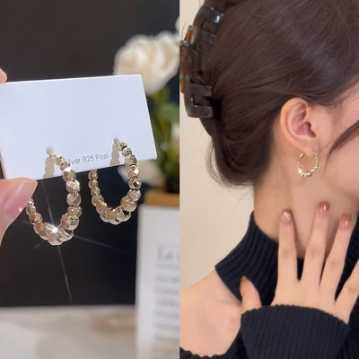 银针雅丹风时来运转珠珠耳圈法式