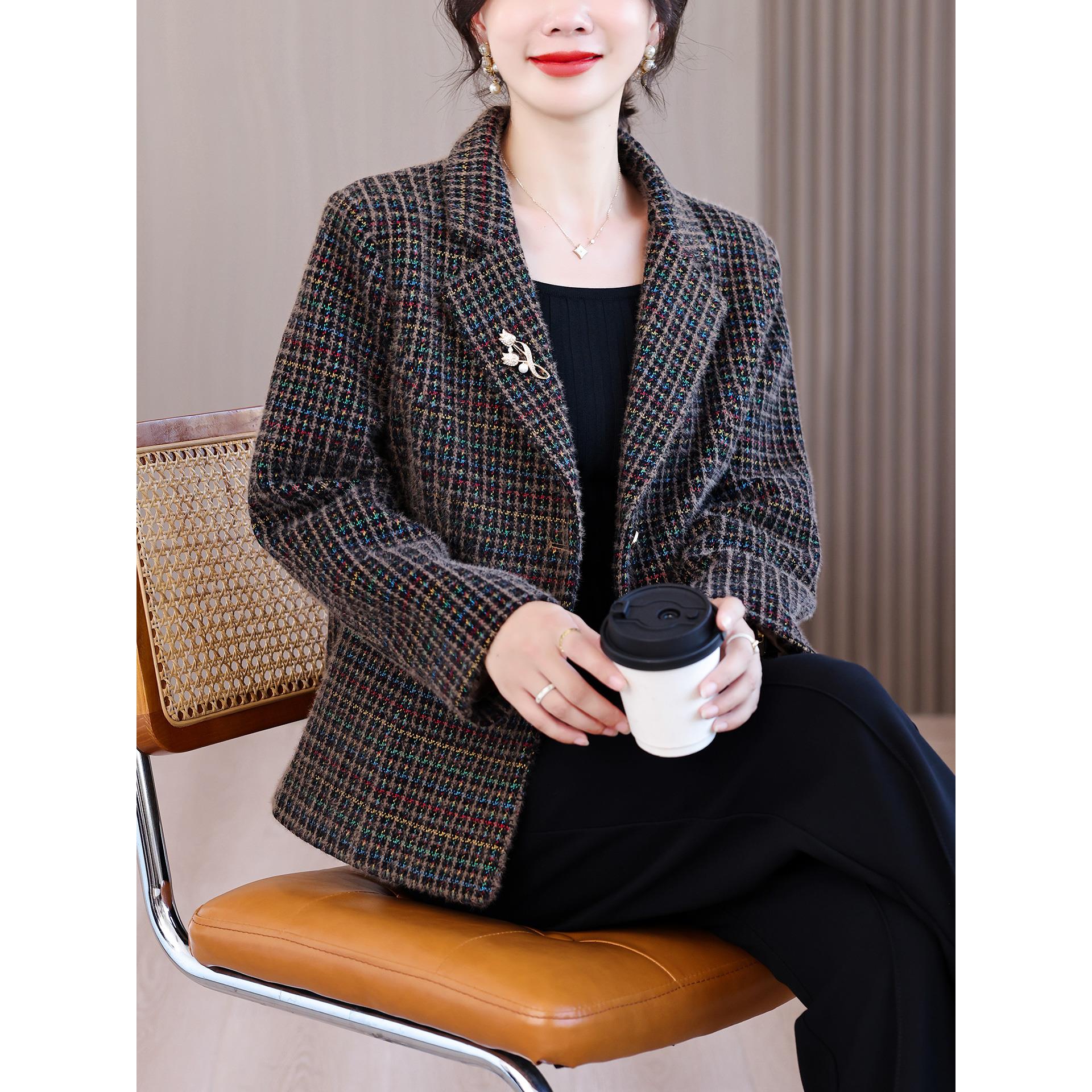 ROUMIKL时尚气质小香风呢子西装短外套女士秋冬显瘦减龄洋气妈妈