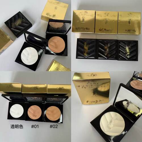 跨境powder compact新款黑色皮革定妆大白粉饼7.5g正装恒久控油