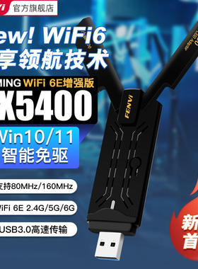 Fenvi 无线网卡usb台式机大功率穿墙wifi6E千兆5374M双频5G台式笔记本电脑家用usb外置无线网络信号接收器