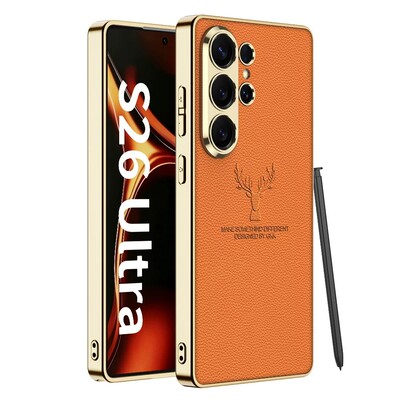 适用三星Galaxy S26ultra手机壳sm-s9480保护套电镀软金边麋鹿素皮套全包防摔高级感后壳case简约纯色外壳男