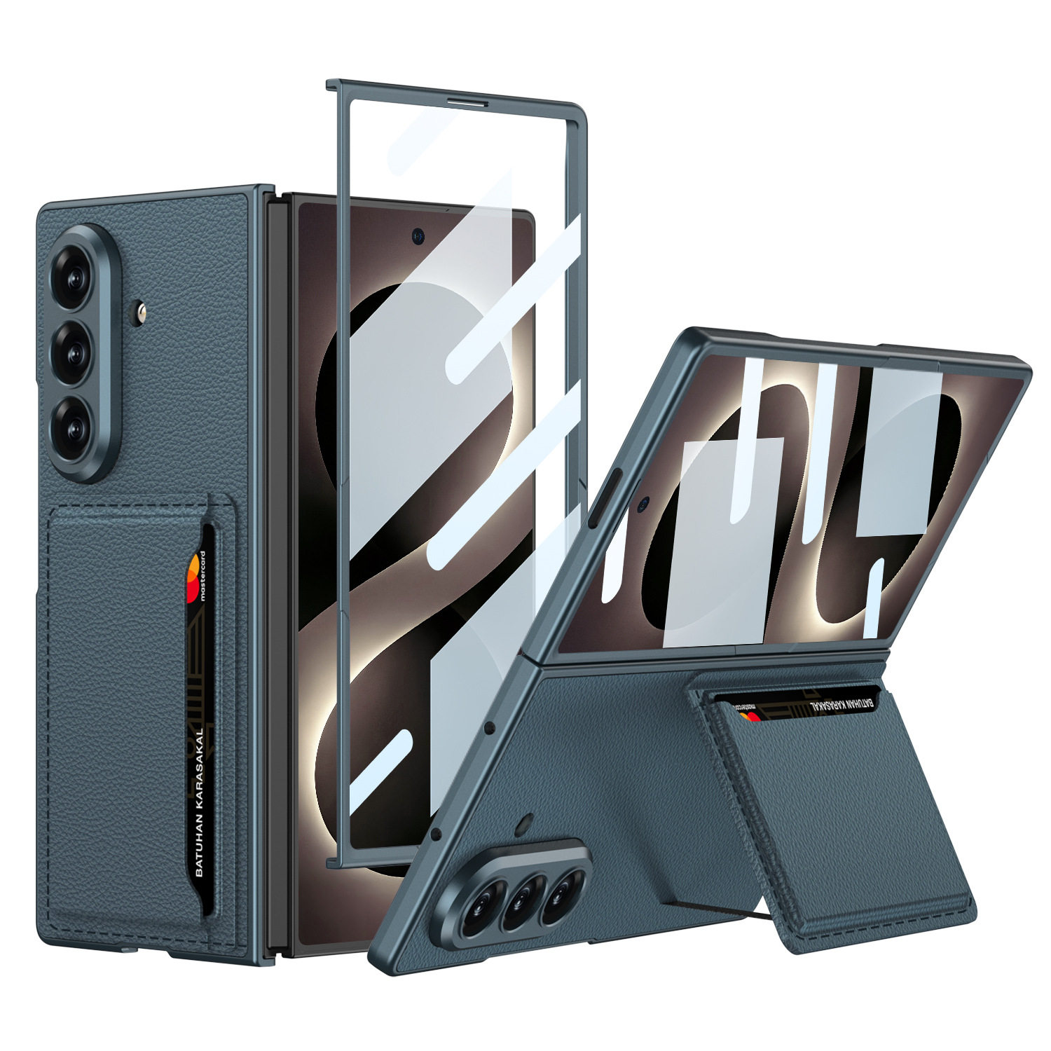 适用三星galaxyzfold8ultra手机壳zfold8至尊版保护套带插卡槽皮夹钱包前后全包防摔超薄素皮壳膜一体外壳男