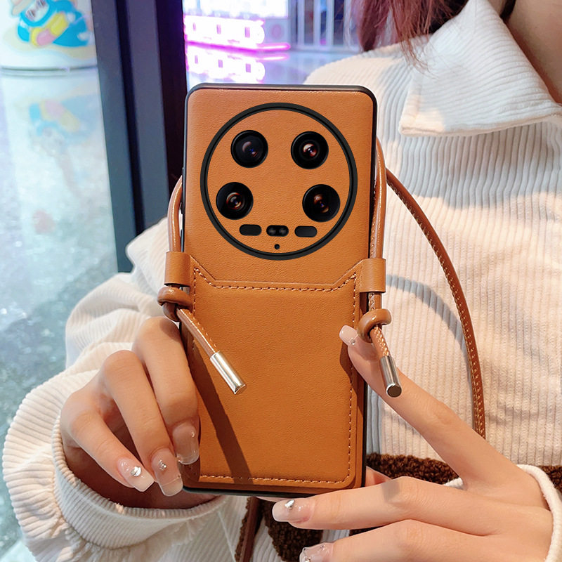 适用小米14pro手机壳卡片收纳xiaomi14ultra保护套12sultra插卡包13背带卡槽斜挎挂绳腕带支架11全包镜头后壳