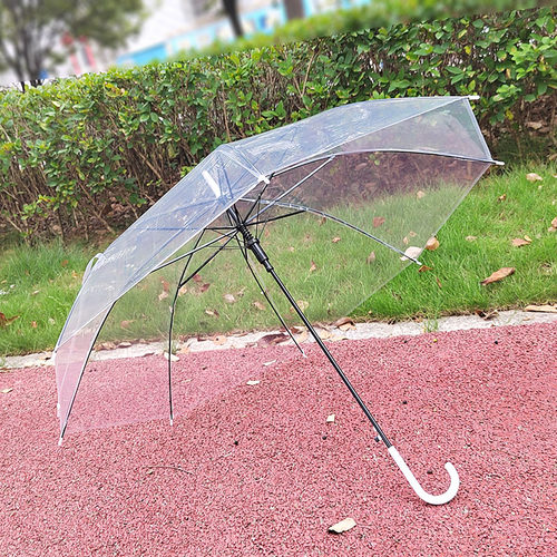 塑料透明雨伞女直柄长柄伞网红创意小清新透明伞广告伞可印logo