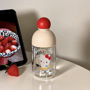 新款 塑料水杯高硼硅耐高温女生ins双饮带刻杯子淑女单层可爱卡通