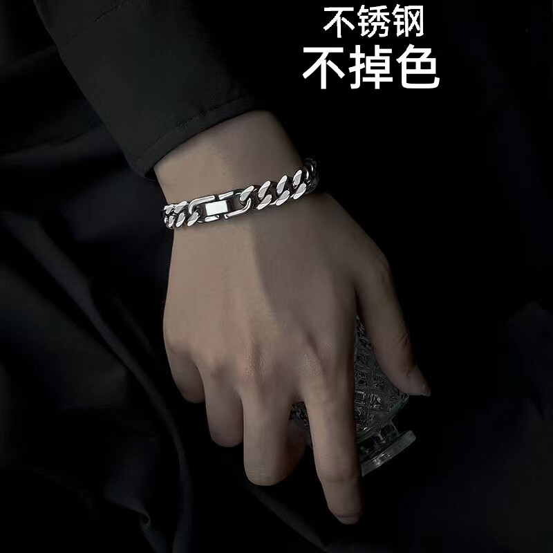 手链男士钛钢潮流古巴ins女韩版图片