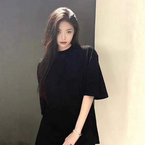 美式纯棉纯色短袖T恤男宽松新款