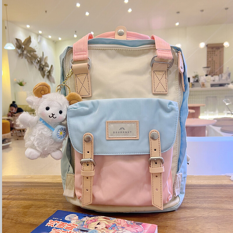 甜甜圈双肩包男女大学生电脑包