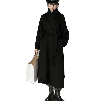 黑色双面羊绒大衣女高端