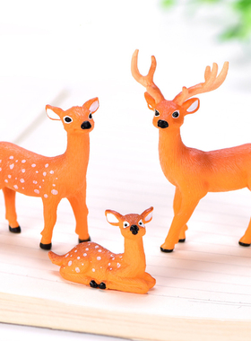 微景观小鹿多肉盆栽桌面装饰品动物摆件