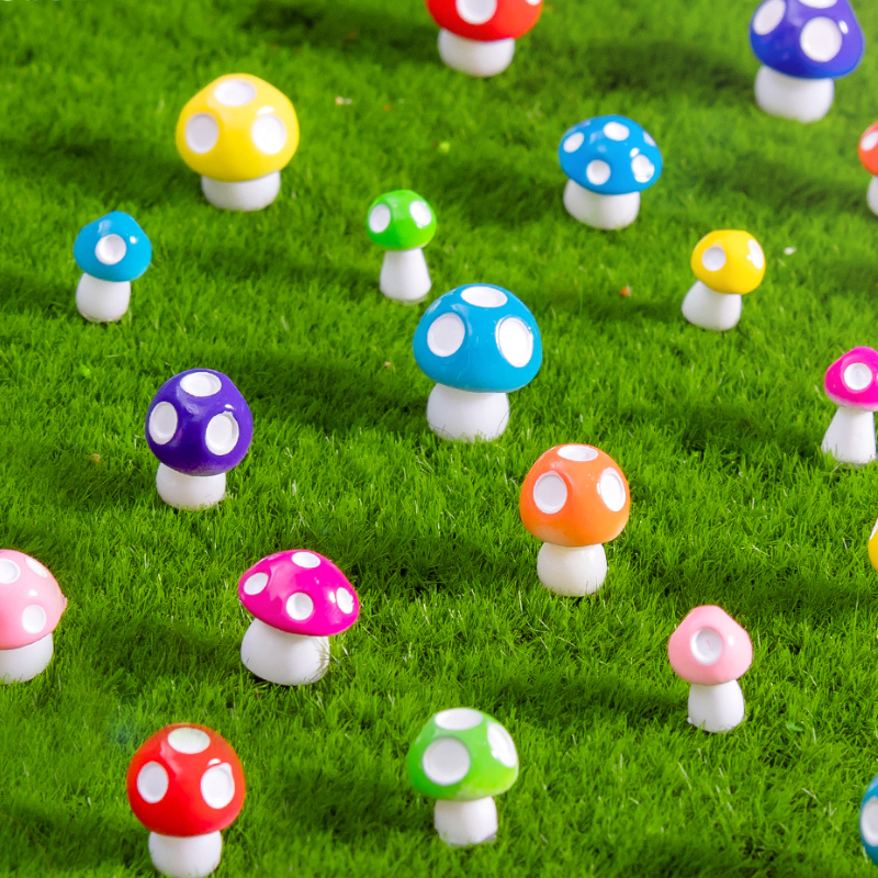 鱼缸装饰苔藓微景观仿真小蘑菇园艺DIY彩色造景材料