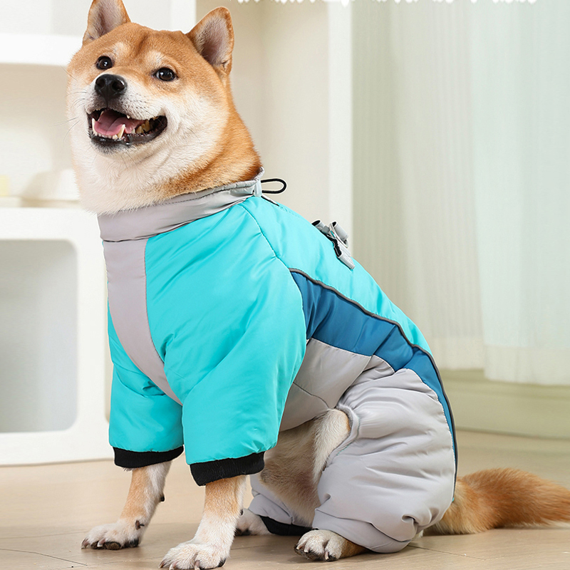 狗狗衣服四脚衣冬装中小型犬柴犬泰迪加厚棉服可牵引狗狗保暖衣