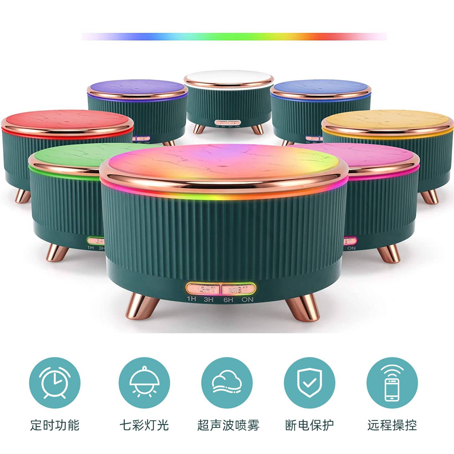 2026超声波香薰机木纹家用大容量500ml加湿器卧室精油扩散器