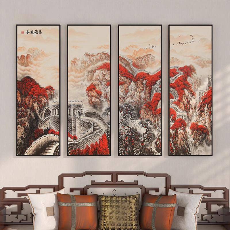 新中式客厅山水画茶室办公室挂画沙发背景墙装饰画迎客松壁画国画