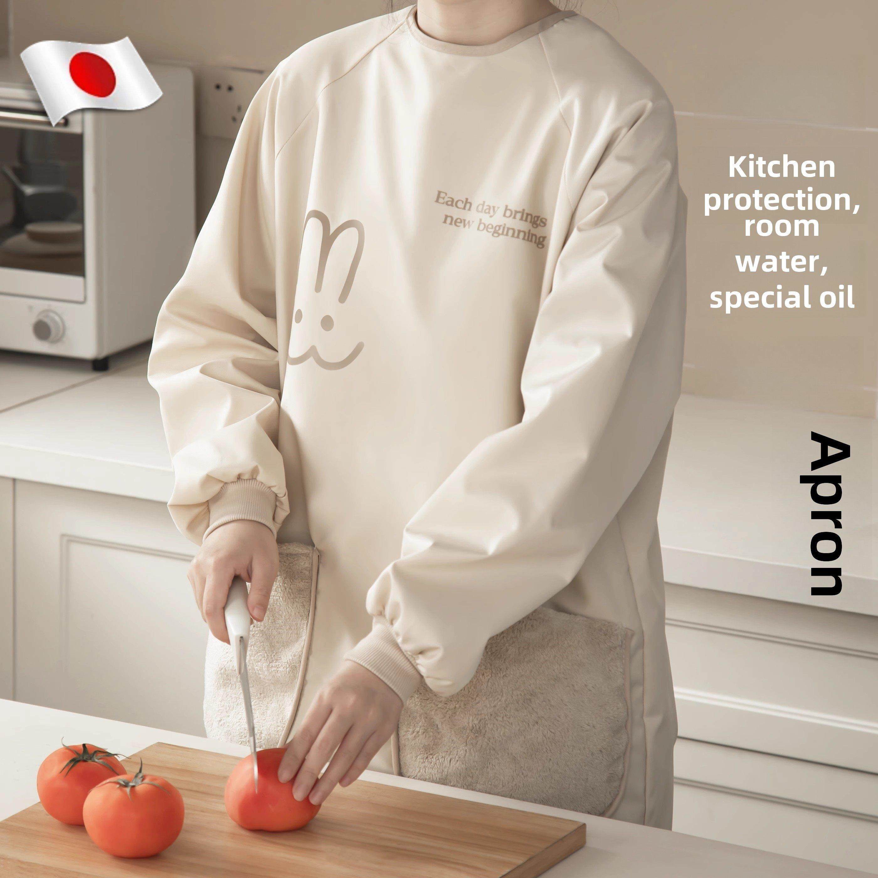 擦手围裙厨房家用长袖2026新款防水耐脏做饭工作服女围腰餐饮罩衣