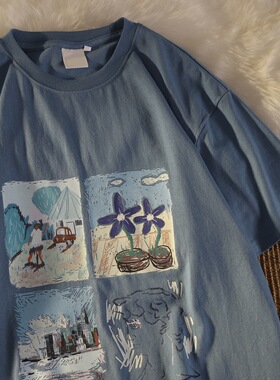 商场撤回~尾货清仓捡漏库存重磅纯棉小众短袖t恤男女ins潮牌大码