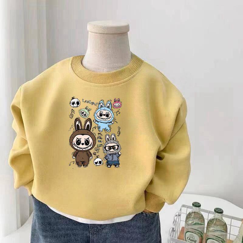 男童2025年新款韩版儿童卡通风宝宝冬季加绒加厚卫衣圆领内搭上衣