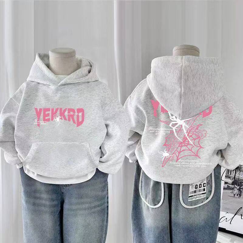 儿童美式潮流连帽卫衣男童加绒加厚百搭上衣宝宝时尚帅气套头衫