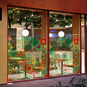 港式 玻璃贴膜方格老上海民国复古橱窗腰线美化国潮静电茶餐厅贴膜