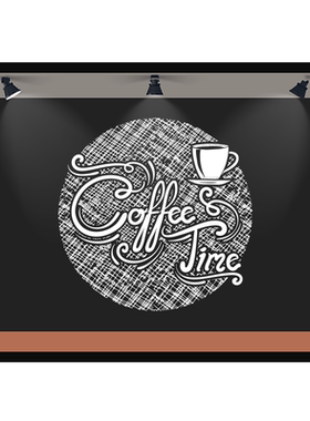 金色咖啡店元素COFFEE文字英文创意北欧咖啡馆艺术双面静电贴纸