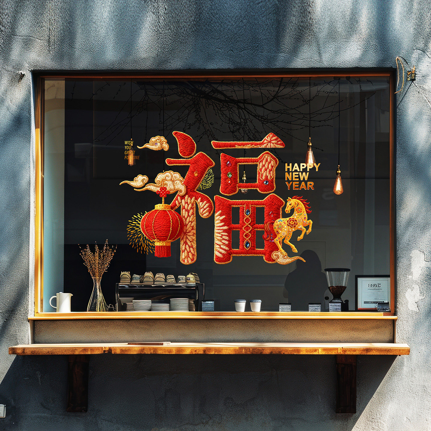 马年福字刺绣毛线风格珠宝金店女装店春节高级感氛围国潮牡丹窗花,节庆用品/礼品,福字/窗花/窗贴,淘宝优惠券,粉丝福利购,淘宝优惠卷