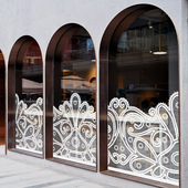 甜品店橱窗蕾丝控花边底纹咖啡店女装 店小清新淡雅半透遮丑静电膜