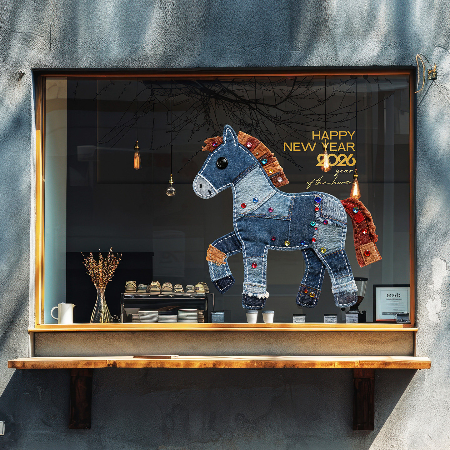 马年门贴复古牛仔木马创意新年布置服装店咖啡店工作室个性装饰品,家居饰品,门贴,淘宝优惠券,粉丝福利购,淘宝优惠卷