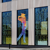 高尔夫场所装 饰贴膜运动俱乐部GOLF大型落地窗美化静电玻璃贴纸