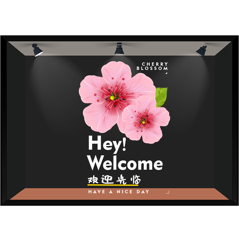 樱花季玻璃门装饰酒吧餐厅店铺春天橱窗布置静电贴膜美容会所装扮