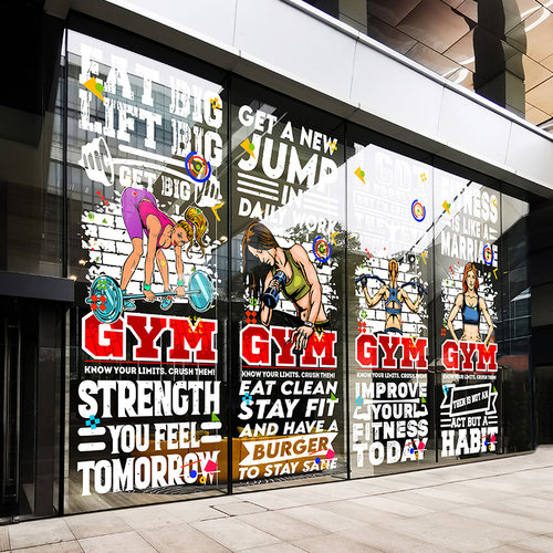 健身模特静电玻璃贴膜