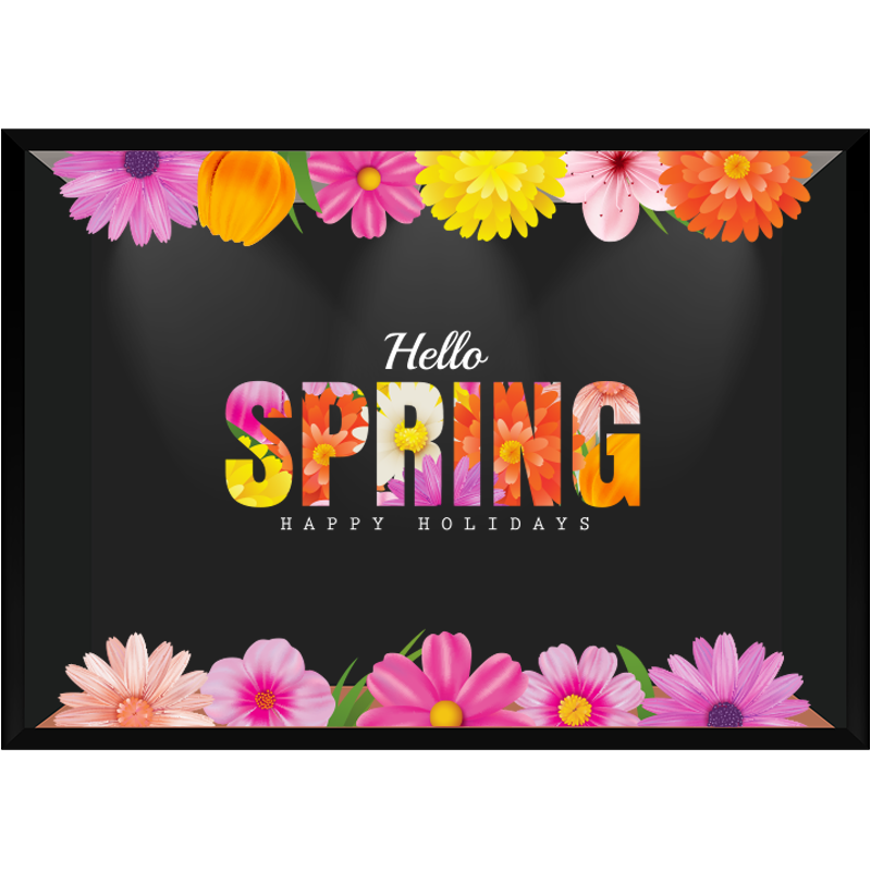彩色春天布置玻璃贴纸SPRING英文春季花卉底纹创意橱窗装扮静电贴